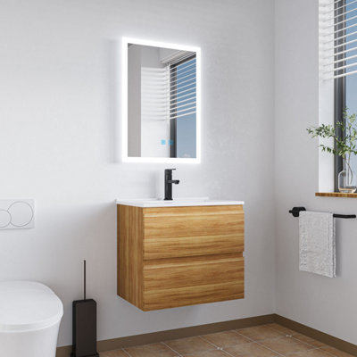 Bathroom LED Mirror 500 x 700 mm 3 Colour Dimmable Lights Demister ...