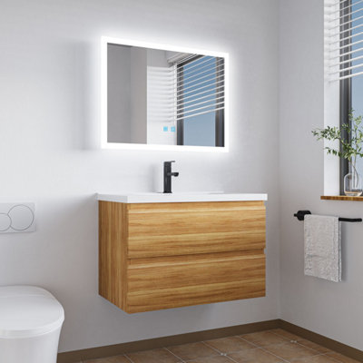 Bathroom LED Mirror 900 x 600 mm 3 Colour Dimmable Lights Demister ...