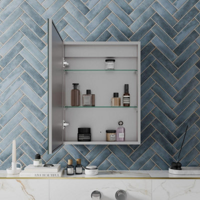 Bathroom LED Mirror Cabinet Wall Mounted Shaver Socket Demister IP44 ...
