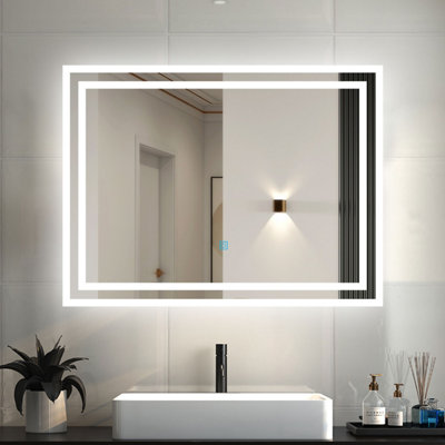 Bathroom LED Mirror with 3 Color Light Demister Anti-fog Dimmable ...