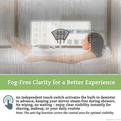 Bathroom LED Mirror with Bluetooth Speaker 1000 x 600 mm 3 Colour Dimmable Lighting Meomory Anti-fog Touch/Wall Switch Control