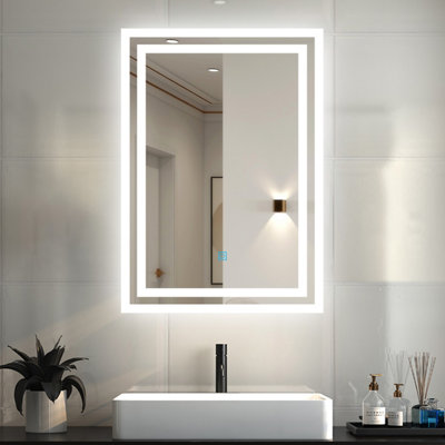 Wisfor 16 W X 20 H Large Rectangular Frameless 3000-6000K Dimmable LED  Lighted Wall Bathroom Vanity Mirror Waterproof XMR-C28-118 The Home