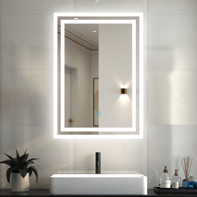 Bathroom LED Mirror with Demister Pad Anti-fog Touch Switch Wall ...