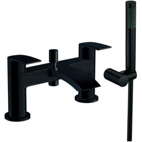 Bathroom Luxury Matt Black Deck Mounted Bath Shower Mixer Tap
