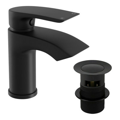 Bathroom Luxury Waterfall Black Matt Basin Sink Mono Mixer Single Lever ...