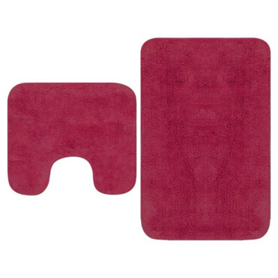 Bathroom Mat Set 2 Pieces Fabric Fuchsia