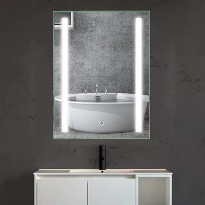 Bathroom Medicine Cabinet with Lights, 70cm x 50cm LED Mirror Medicine Cabinet