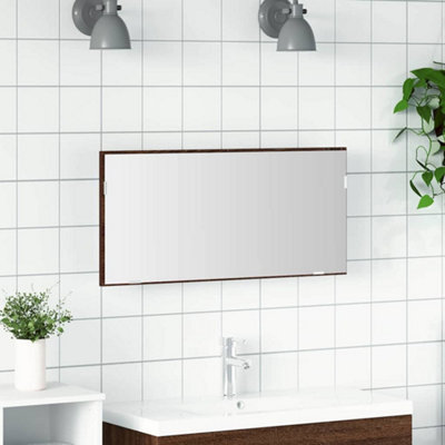 Bathroom Mirror Brown oak 80 x 8.5 x 37 cm Engineered Wood