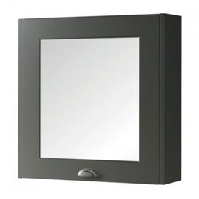 Bathroom Mirror Cabinet 600mm Wide - Matt Grey - (Aberdeen)