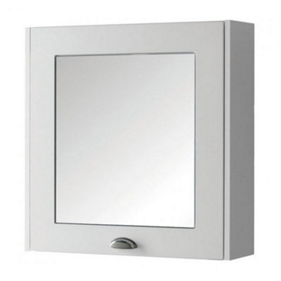 Bathroom Mirror Cabinet 600mm Wide - White - (Aberdeen)