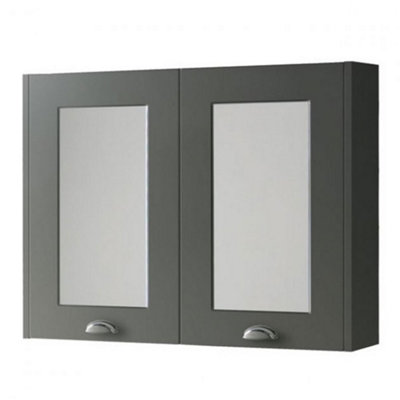 Bathroom Mirror Cabinet 800mm Wide - Matt Grey - (Aberdeen) | DIY at B&Q