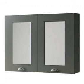 Bathroom Mirror Cabinet 800mm Wide - Matt Grey - (Aberdeen)