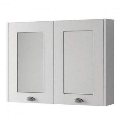 Bathroom Mirror Cabinet 800mm Wide - White - (Aberdeen) | DIY at B&Q