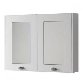 Bathroom Mirror Cabinet 800mm Wide - White - (Aberdeen)
