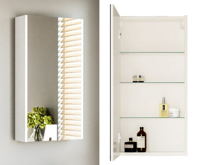 Bathroom Mirror Cabinet Mirrored Wall Unit 400 Compact Cupboard White Gloss Avir