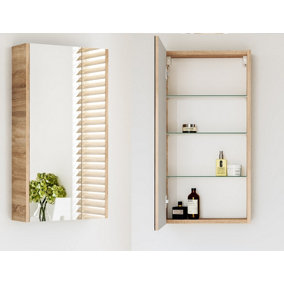 Bathroom Mirror Cabinet Mirrored Wall Unit 400 Slimline Cupboard Sonoma Oak Avir