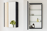 Bathroom Mirror Cabinet Mirrored Wall Unit 400mm Cupboard Black Grey Ash Avir
