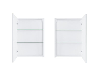 Bathroom Mirror Cabinet Slimline Mirrored Unit Wall 500 Cupboard White Matt Avir