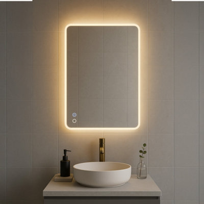 Bathroom Mirror LED 50x70cm Bluetooth Speakers Demister Shaver Socket 3 ...