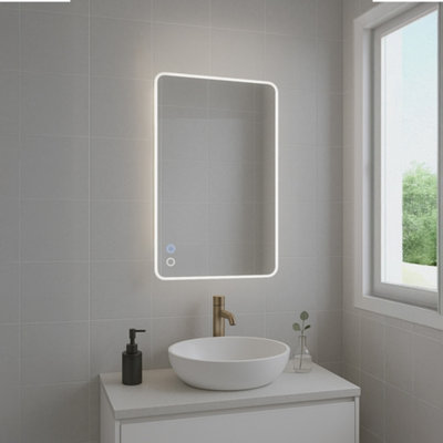 Bathroom Mirror LED 50x70cm Bluetooth Speakers Demister Shaver Socket 3 ...