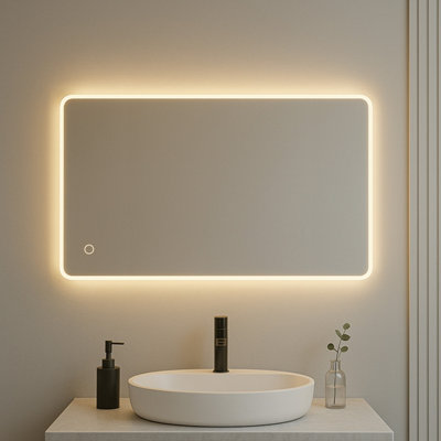 Bathroom Mirror LED Frameless Rectangular Touch Demister Dimmable 3 Colours 50cm x 70cm