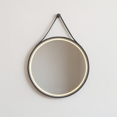 Bathroom Mirror Round LED  60cm Black Frame, Anti-Fog Demister, Touch Sensor, Dimmable with 3 Colour Modes