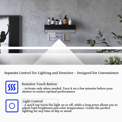 Bathroom Mirror with LED Lights 1000 x 600 mm 3 Colour Dimmable Lighting Demister Touch Illuminated Wall Mounted Vanity Mirror