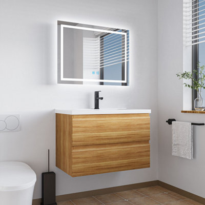 Bathroom Mirror with LED Lights 1000 x 600 mm 3 Colour Dimmable Lighting Demister Touch Illuminated Wall Mounted Vanity Mirror