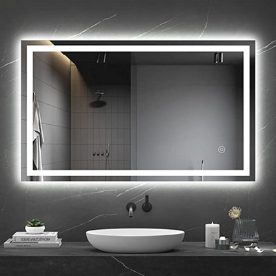 Bathroom Mirror With LED Lights 100x60 CM Illuminated Vanity Mirror ...