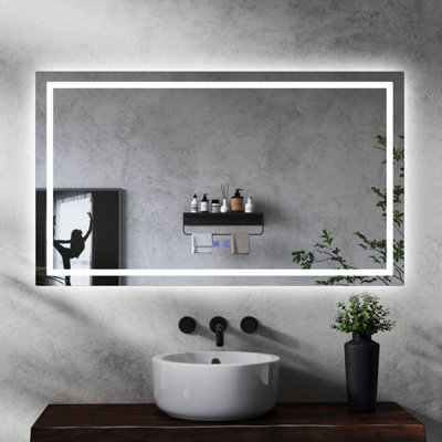 Bathroom Mirror with LED Lights 1200 x 700 mm 3 Colour Dimmable Lighting Demister Touch Illuminated Wall Mounted Vanity Mirror