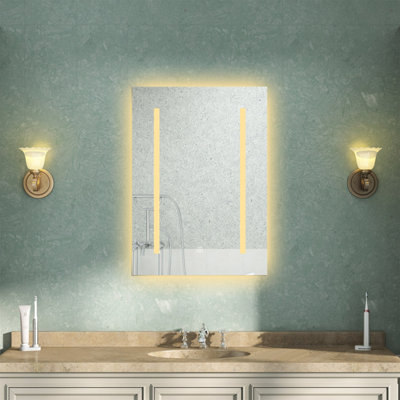 Bathroom Mirror with LED Lights 3 Colour Shaver Socket Demister Anti ...