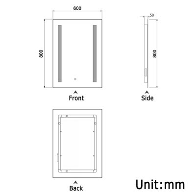 BATHROOM MIRROR WITH LED LIGHTS 3 COLOUR SHAVER SOCKET DEMISTER ANTI ...