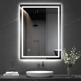 Bathroom Mirror with LED Lights 50X70 CM Illuminated Wall Mounted with Demister Pad