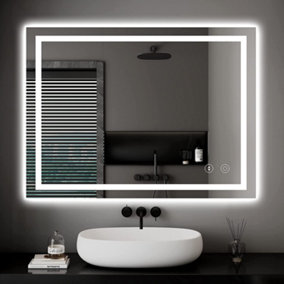 Bathroom Mirror with LED Lights 50x70 CM Wall Mounted Vanity Mirror Dimmable