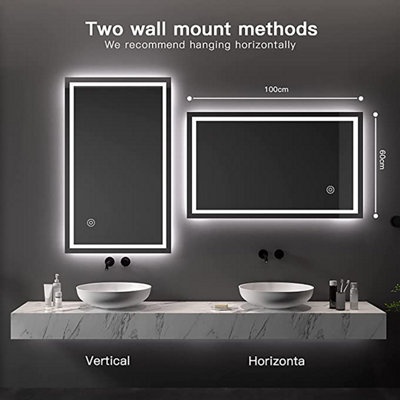 Bathroom Mirror with LED Lights 60X80 CM Illuminated Wall Mounted with Demister Pad