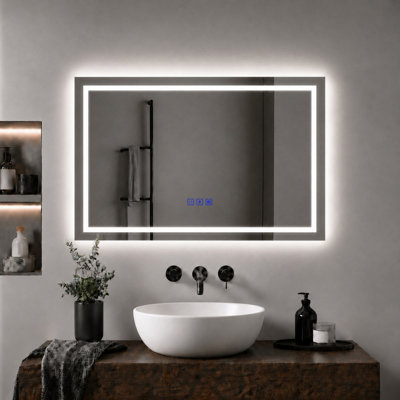 Bathroom Mirror with LED Lights and Bluetooth Speaker 1200 x 700 mm 3 ...