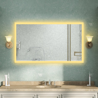 Bathroom Mirror with Lights 3 Colour LED Demister Pad Anti-fog Touch ...