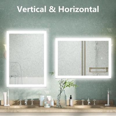 Bathroom Mirror with Lights 3 Colour LED Demister Pad Anti-fog Touch ...