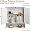 Bathroom Mirrored Cabinet White Wooden Double Wall Mounted Storage Unit Christow