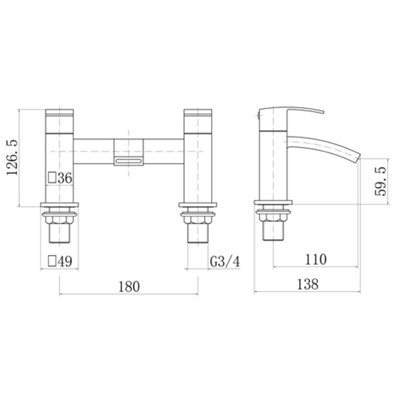 Bathroom Modern Tap Mijas Square Black Basin Sink Bath Filler
