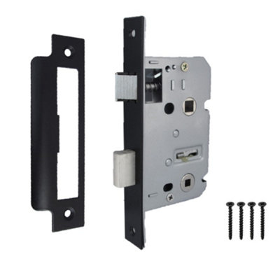 Bathroom Mortice Lock Matt black Sashlock 2.5" 64mm Bolt Through Reversable Bath Door