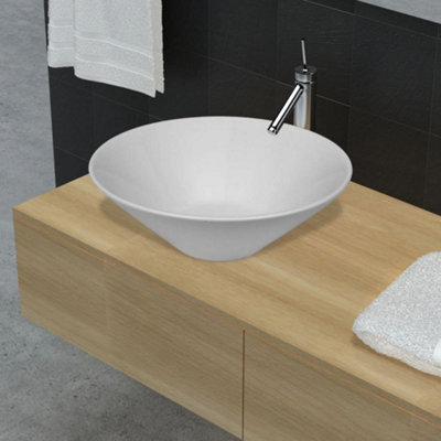 Bathroom Porcelain Ceramic Sink Art Basin Bowl White | DIY at B&Q