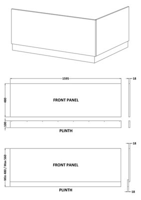 Bathroom Rectangular Modern Durable 1600mm MDF Bath Front Panel and Plinth