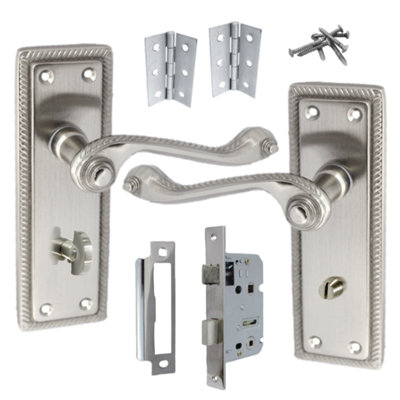 Bathroom Satin Door Handle QUALITY Georgian Rope Bath Handles Latch & Hinges