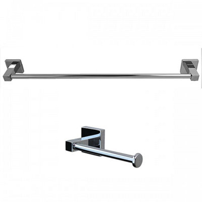 Chrome towel rail and toilet roll holder sale