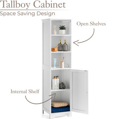 Bathroom Shelf Cabinet White Freestanding Tallboy Storage Shelving Unit Christow