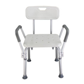 Bathroom Shower Bath Safety Chair with Arms - White
