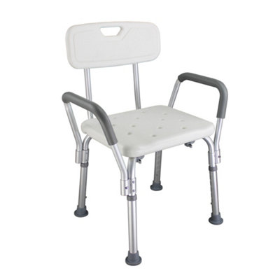Bathroom Shower Bath Safety Chair with Arms - White