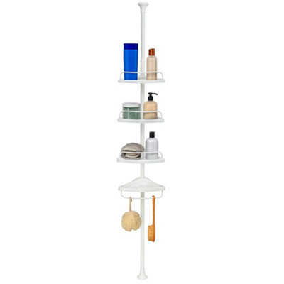 Bathroom Shower Caddy 4 Tier Adjustable Corner Shelf Caddy 85-305cm White