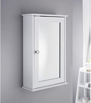 Bathroom Single Door Mirror Cabinet Wall Unit White With Internal Shelf